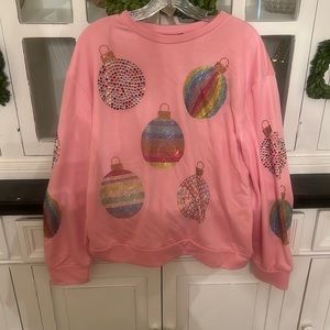 Pink ornament sweatshirt